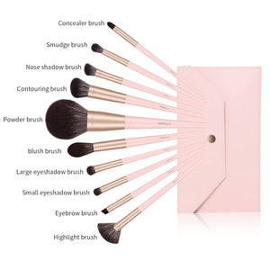 Make up Brushes 10Pcs Makeup Brush Set Foundation Brush Blending Brush Synthetic Hair Powder Brushes Fan Brushes Eyeshadow Brushes Eye Brushes Set with Bag(Pink)