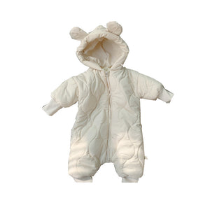 Baby Winter Hooded Jumpsuit with Ears – Warm Quilted Romper for Boys & Girls - Dazzling Beauty Solution