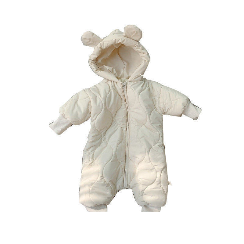 Baby Winter Hooded Jumpsuit with Ears – Warm Quilted Romper for Boys & Girls - Dazzling Beauty Solution