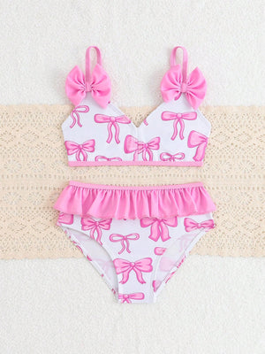 Young Girl Spaghetti Strap Tank Top & Triangle Swim Bottoms, Fashion Summer Swimsuit Set