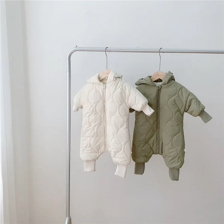 Baby Winter Hooded Jumpsuit with Ears – Warm Quilted Romper for Boys & Girls - Dazzling Beauty Solution