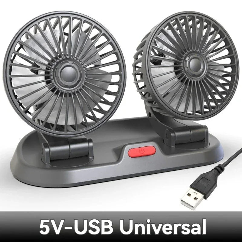 Car Flash F410 Car Double-Head Folding Fan Rotatable Rotatable Head Fan Gently Circulates Large Air Fan - Dazzling Beauty Solution
