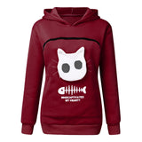 Women Hoodie Sweatshirt With Cat Pet Pocket Design Long Sleeve Sweater Cat Outfit - Dazzling Beauty Solution