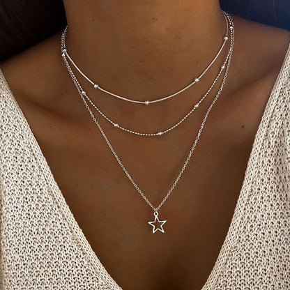Ins Style Star Pendant Necklace – Women’s Alloy Water Wave Chain - Dazzling Beauty Solution