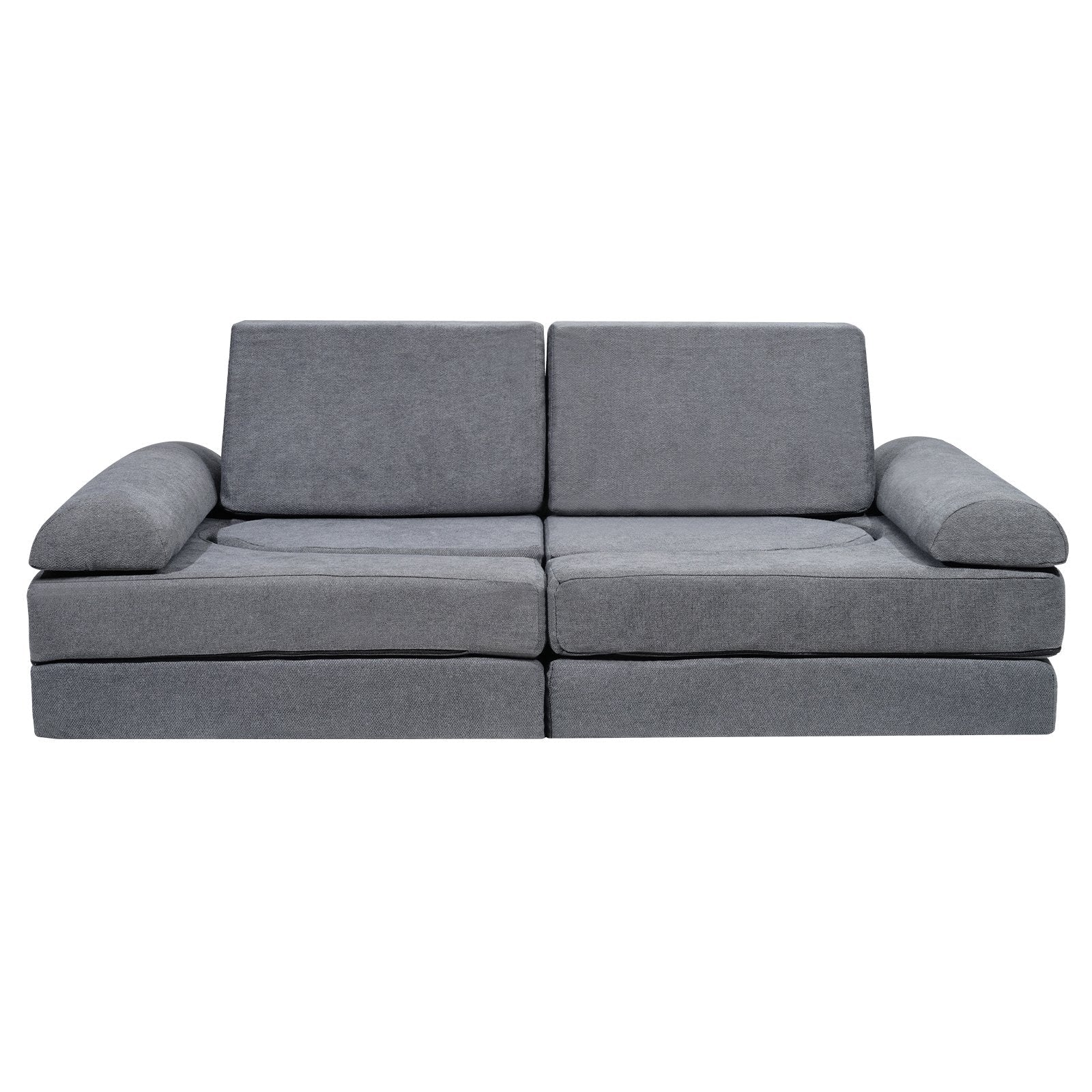 VEVOR Kids Couch, 10Pcs Modular Kids Play Couch, Toddler Couch Sofa Bed, Kids Chair Seat Playroom Furniture, Kids Sofa with Removable Cover for Kids Girls & Boys, Grey