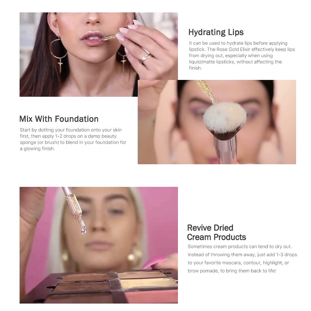 24k Rose Gold Elixir Skin Make Up Oil For Face Essential Oil Before Primer Foundation Moisturizing Face Oil Anti-aging - Dazzling Beauty Solution