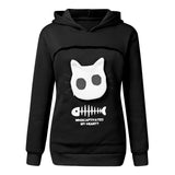 Women Hoodie Sweatshirt With Cat Pet Pocket Design Long Sleeve Sweater Cat Outfit - Dazzling Beauty Solution