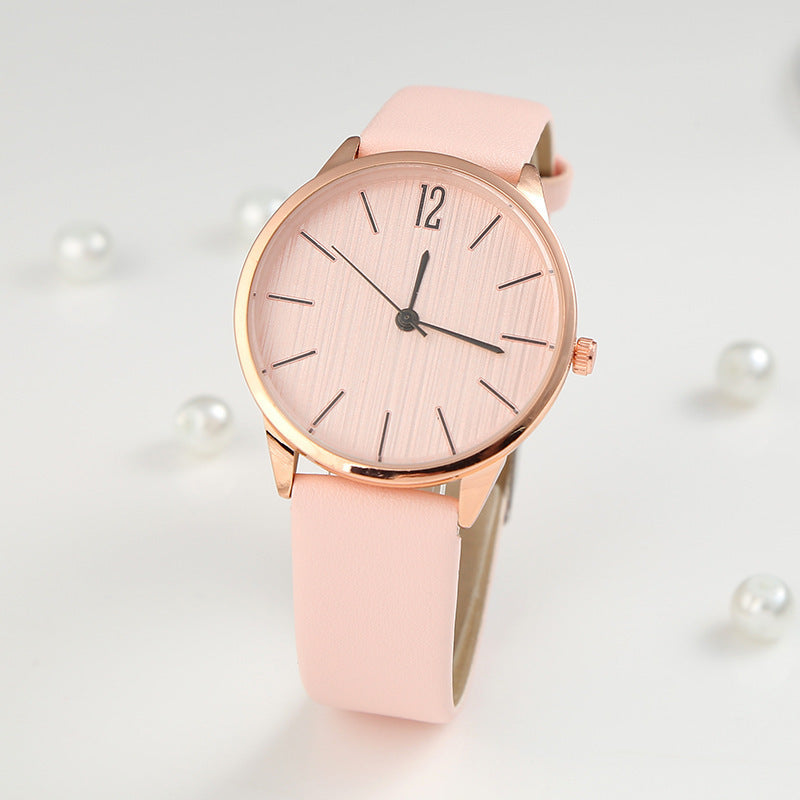 Elegant Women’s Quartz Watch – Minimalist Round Dial, Faux Leather Strap - Dazzling Beauty Solution