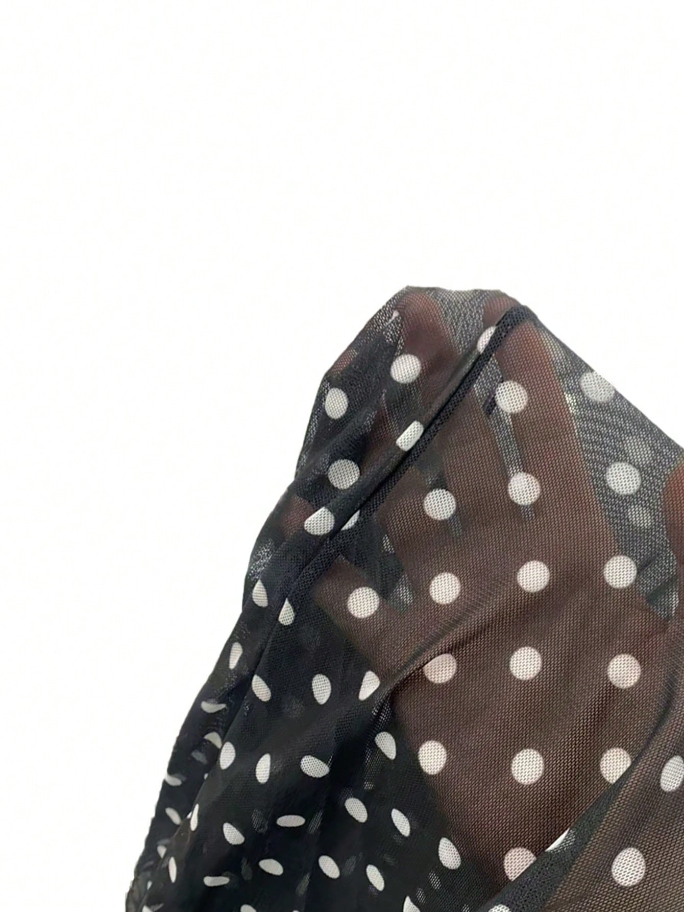 Swim Vcay Summer Clothes Sexy Casual Vacation Polka Dot Print Spaghetti Strap Sheer Maxi Beach Cover up Dress, for Ladies Summer