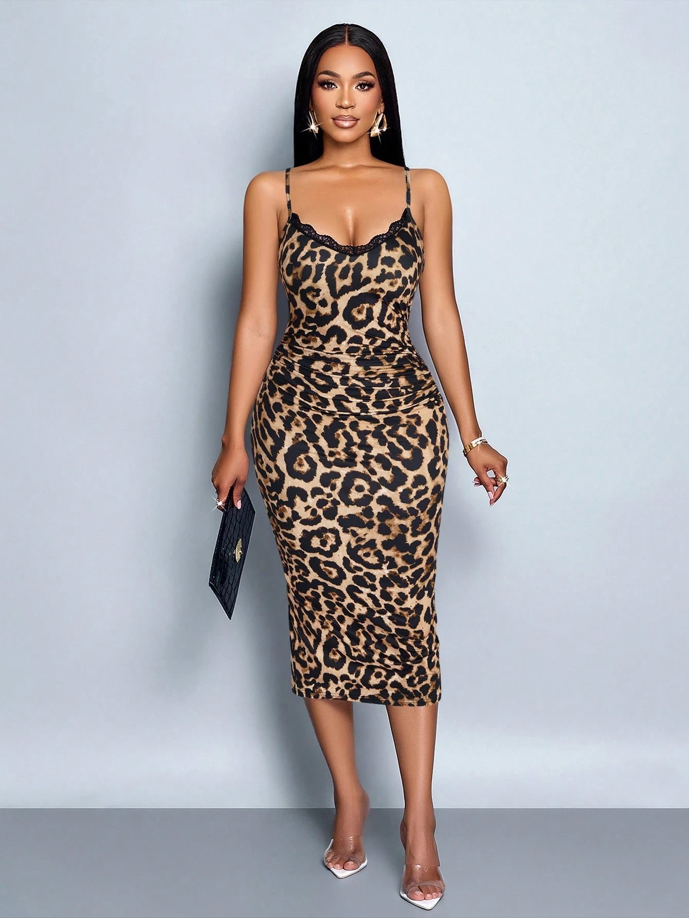 SOLERSUN Spring and Summer Elegant Commuting Retro Sexy Business Vintage Style Casual Sleeveless V-Neck Valentine'S Day Wedding Season Party Holiday Music Festival Black Sexy Lace Suspender Waist Gathered Slimming Extreme Waist-To-Hip Ratio Short-Sleeved Hip-Covering White Polka Dot Mid-Length Dress for Women (Random Floral Pattern)