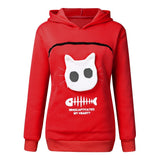 Women Hoodie Sweatshirt With Cat Pet Pocket Design Long Sleeve Sweater Cat Outfit - Dazzling Beauty Solution