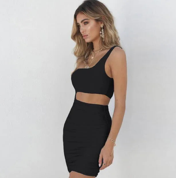 Slim One-shoulder Short Dress Sexy Fashion Hollow Mini Dresses For Women - Dazzling Beauty Solution