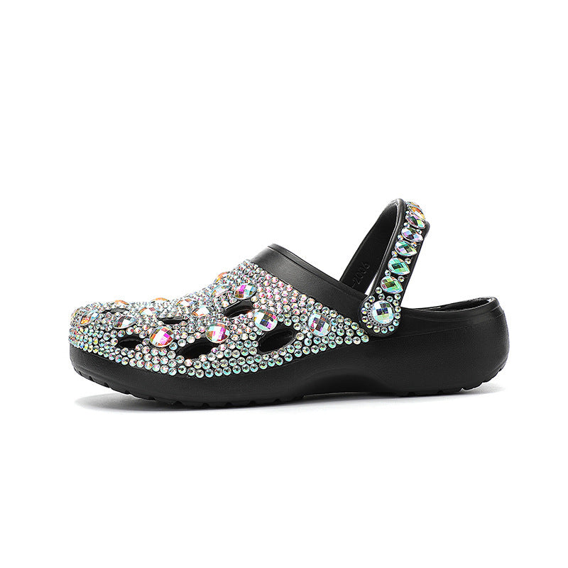 Platform Rhinestone Hole Shoes Casual Sandals - Dazzling Beauty Solution