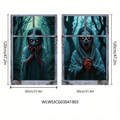 3D Holiday Window Cover Witch Halloween Window Cover - Dazzling Beauty Solution