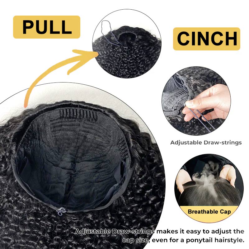 Drawstring Wig Water Wave Invisible Hairline Beginner Friendly