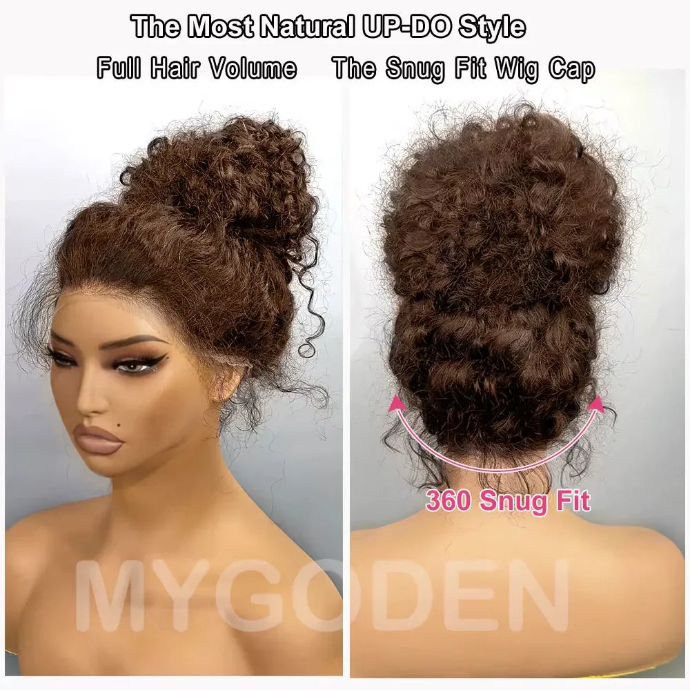 Chocolate Brown 360 HD Lace Wig – Deep Wave, 250% Density, Glueless Invisi Strap - Dazzling Beauty Solution