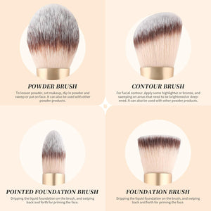 Makeup Brushes Duo End Foundation Contour Powder and Buffer Brush Bronzer Double Makeup Brush Set 2Pcs White