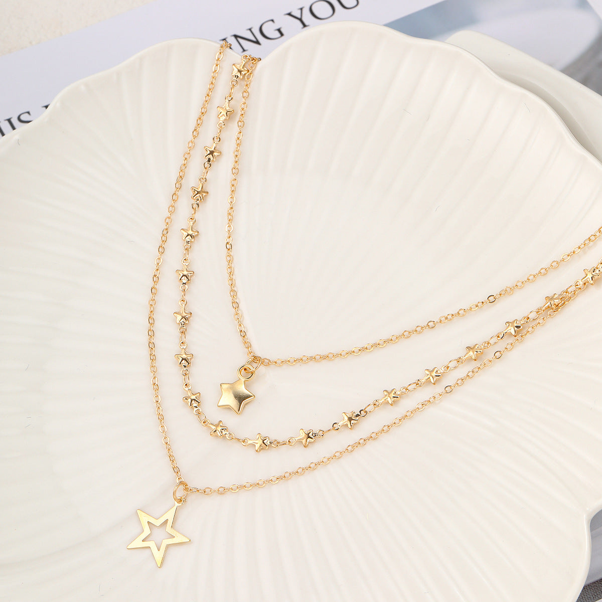 Ins Style Star Pendant Necklace – Women’s Alloy Water Wave Chain - Dazzling Beauty Solution