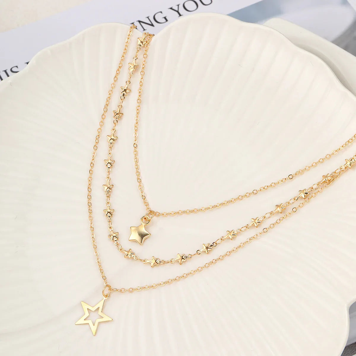 Ins Style Star Pendant Necklace – Women’s Alloy Water Wave Chain - Dazzling Beauty Solution