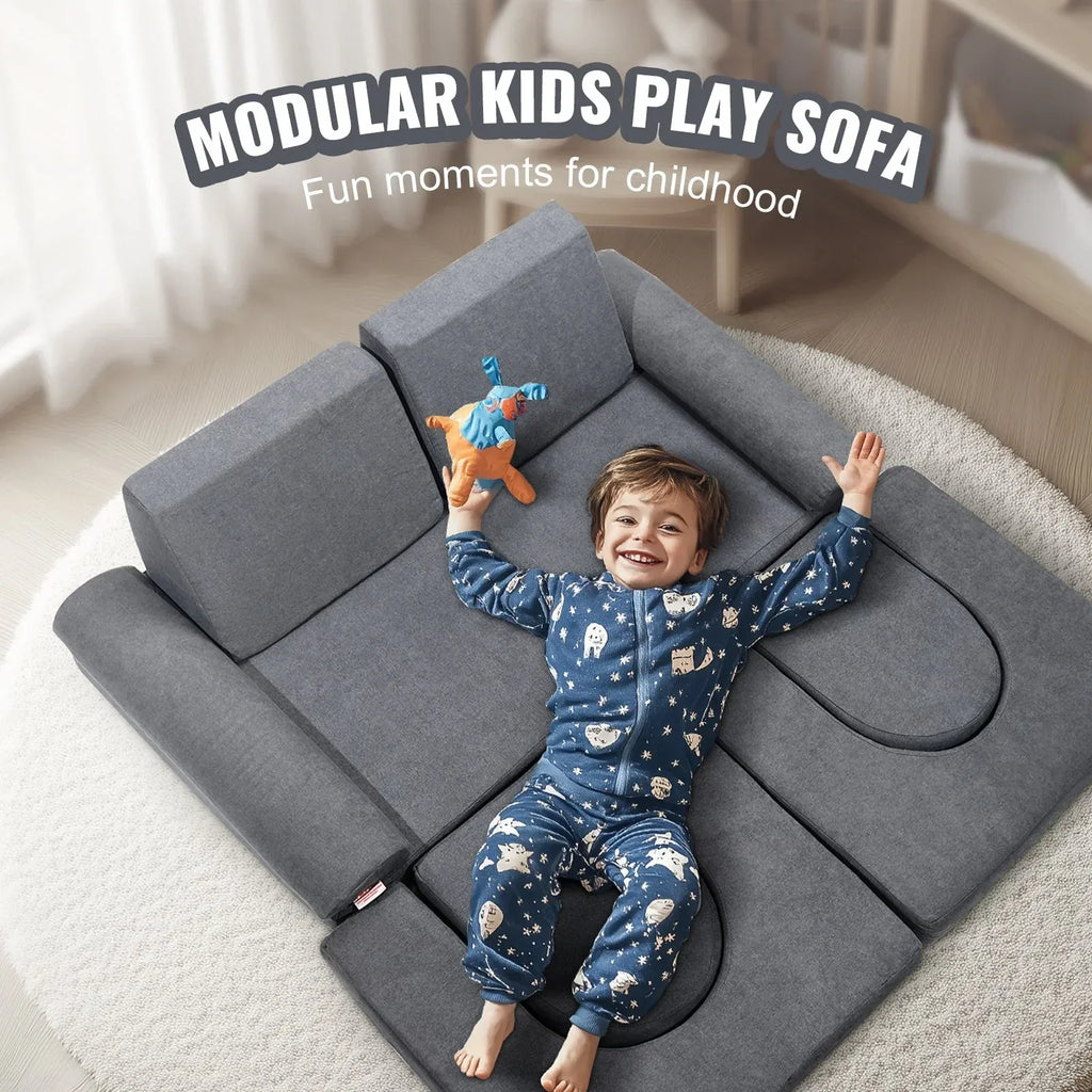 Modular Kids Play Sofa – Soft Suede Convertible Couch for Toddlers - Dazzling Beauty Solution