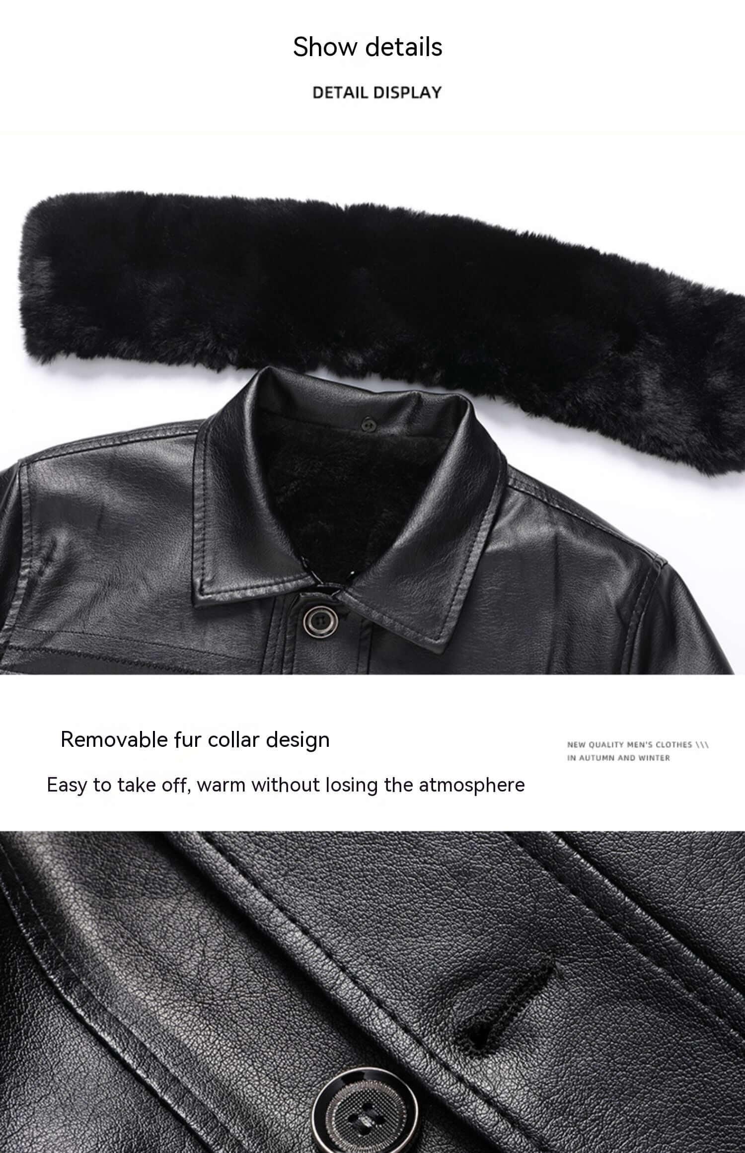 Men’s Winter Velvet PU Leather Jacket Padded Warm Coat - Dazzling Beauty Solution