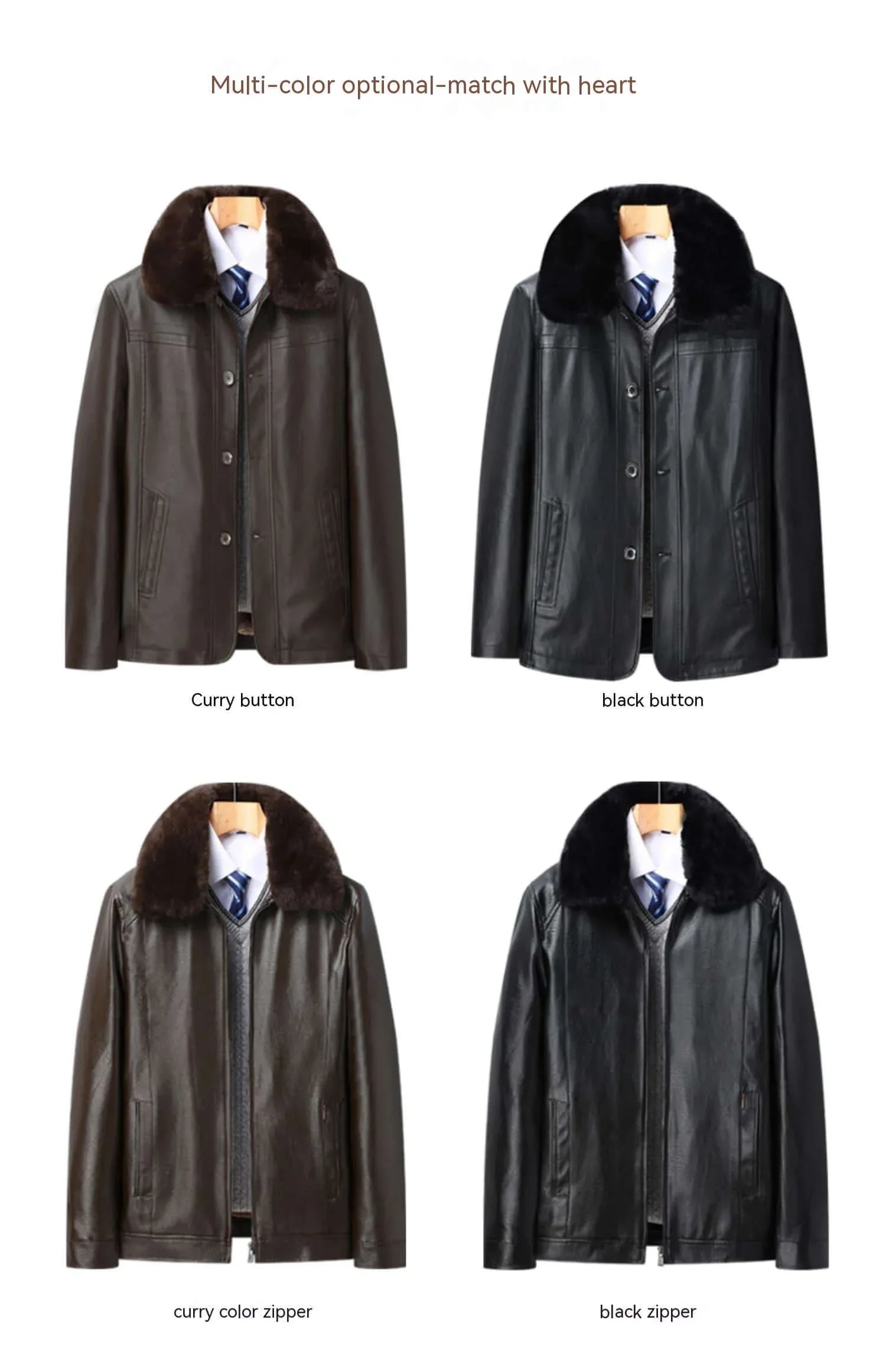 Men’s Winter Velvet PU Leather Jacket Padded Warm Coat - Dazzling Beauty Solution
