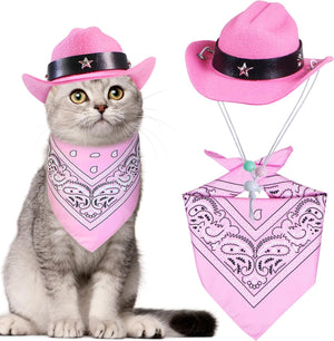 Cat Cowboy Costume Cat Cowboy Hat And Bandana Set Cat Halloween Costumes Cowboy Cat Pet Costume Funny Halloween Costumes For Cats Kittens Pets - Dazzling Beauty Solution