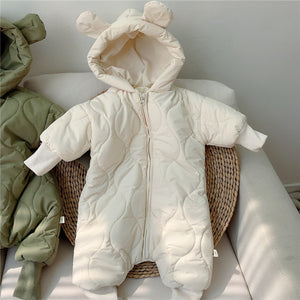 Baby Winter Hooded Jumpsuit with Ears – Warm Quilted Romper for Boys & Girls - Dazzling Beauty Solution