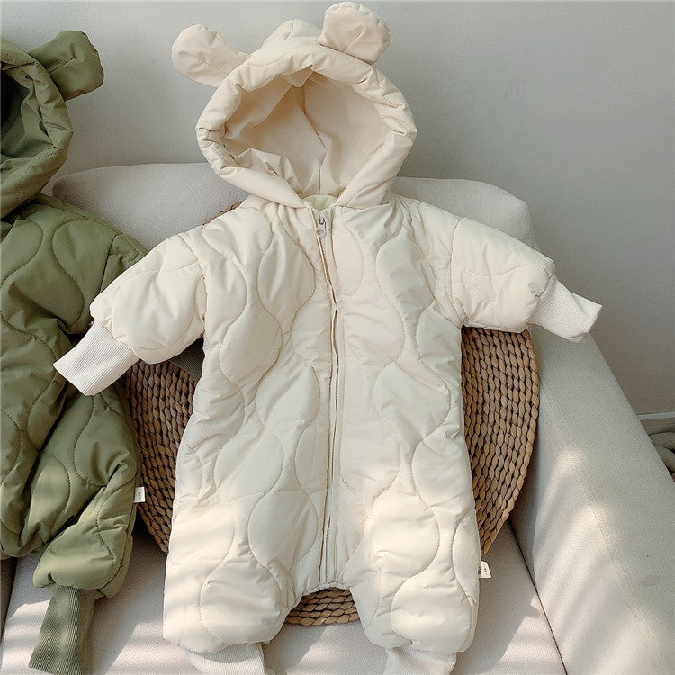 Baby Winter Hooded Jumpsuit with Ears – Warm Quilted Romper for Boys & Girls - Dazzling Beauty Solution