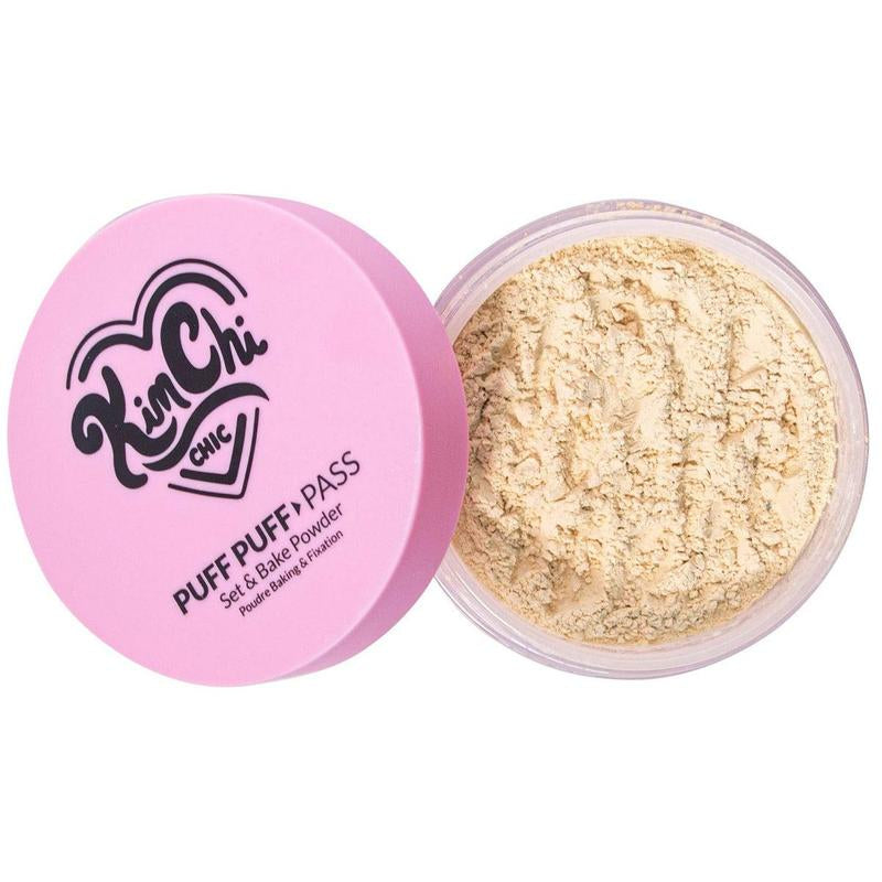 Kimchi Chic Puff Puff Pass Set & Bake Powder with Rice Powder & Vitamin-E, Lightweight & Translucent Makeup, Cosmetic Setting Powder