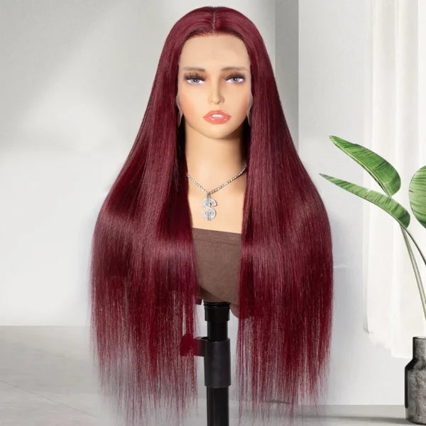99J Burgundy Straight / Body Wave 4x4 Lace Closure Human Hair Wig