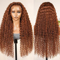 Pre-Braided Burnt Orange Stylist Wig Deep Wave 13x4 Lace Frontal Pre-plucked