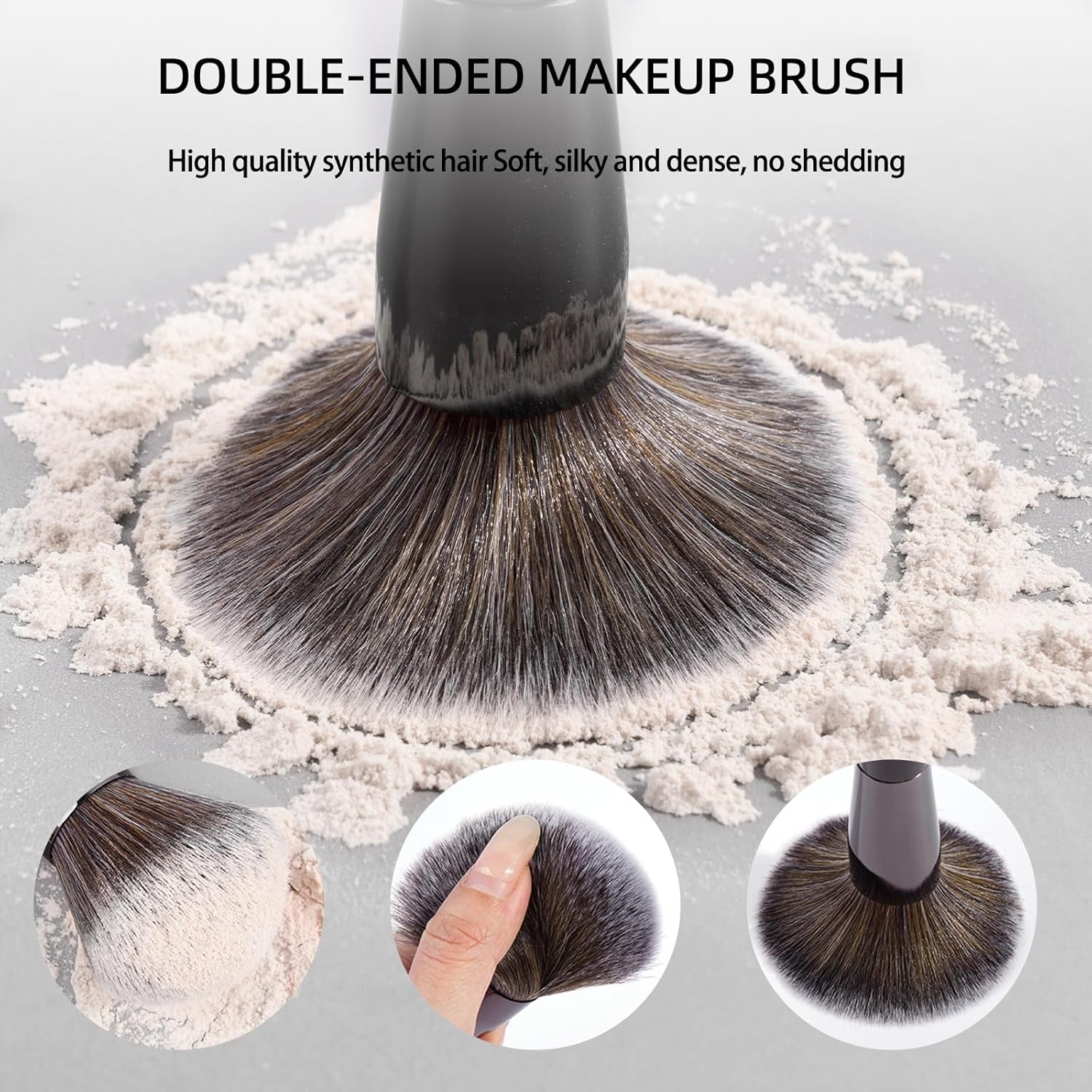 20 PCS Foundation Makeup Brush Set, Double-Ended Kabuki Contour Brush for Liquid Powder Concealer Blending Blush Face Makeup Tools (Black)