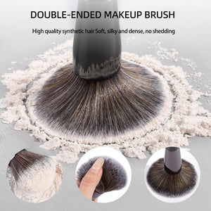 20 PCS Foundation Makeup Brush Set, Double-Ended Kabuki Contour Brush for Liquid Powder Concealer Blending Blush Face Makeup Tools (Black)
