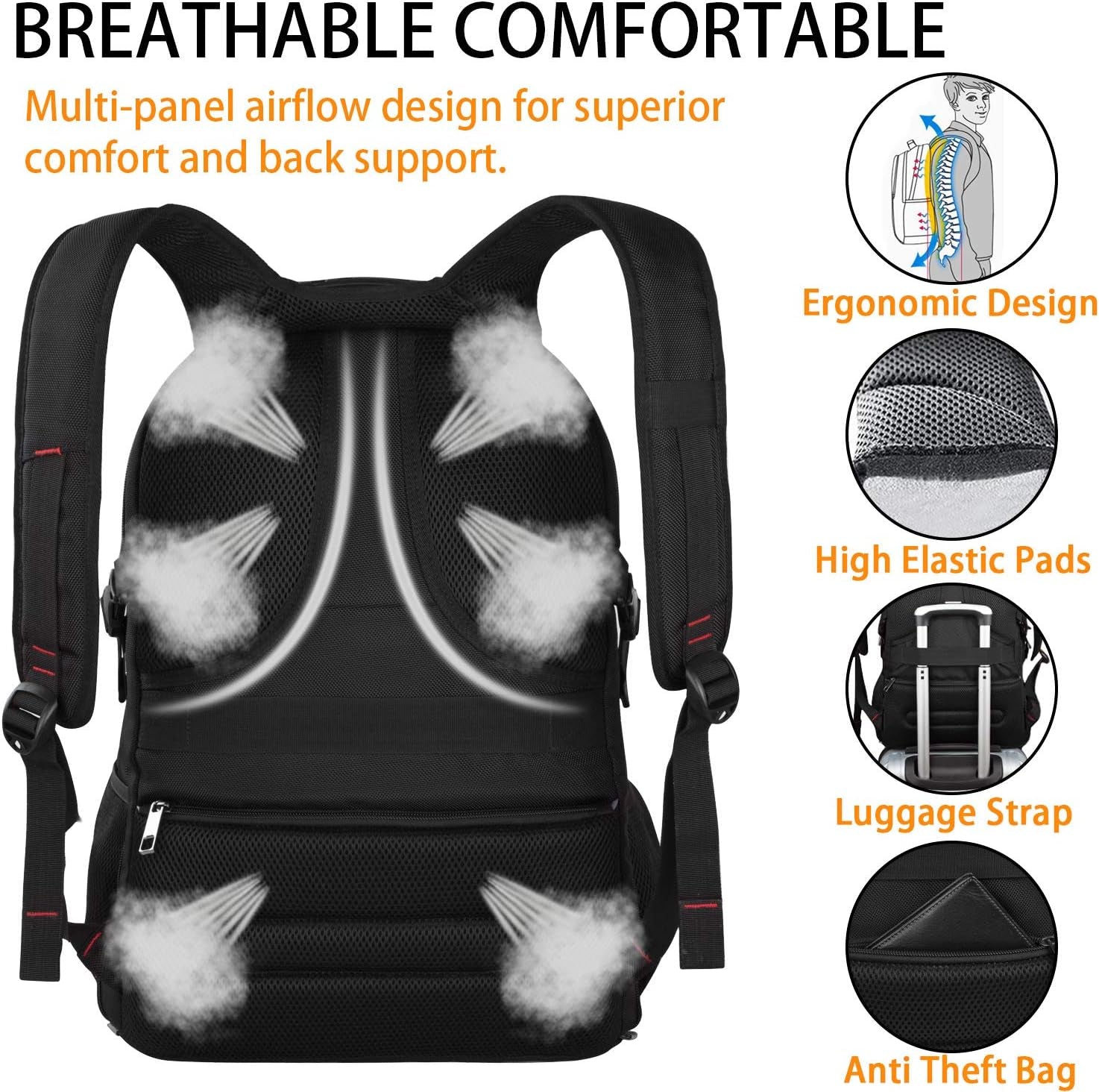 Travel Laptop Backpack, Extra Large Backpack for Men Women with USB Charging Port, TSA Friendly Heavy Duty Big Business Computer Bag Tech Backpacks Bag Fit 17 Inch Laptops, RFID Backbag