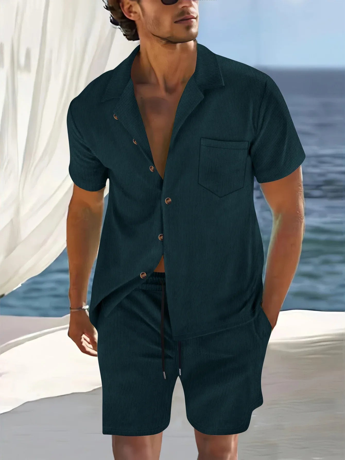 Men's summer thin suit casual sportswear summer shorts shirt - Dazzling Beauty Solution