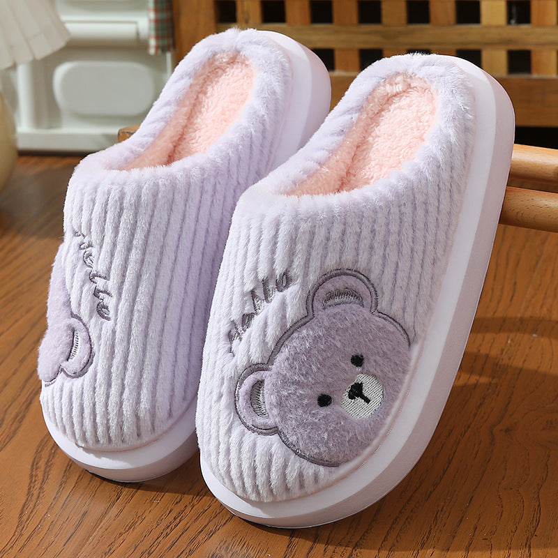 EVA Thick-soled Cotton Slippers Cartoon Bear Plush Cotton Slippers - Dazzling Beauty Solution