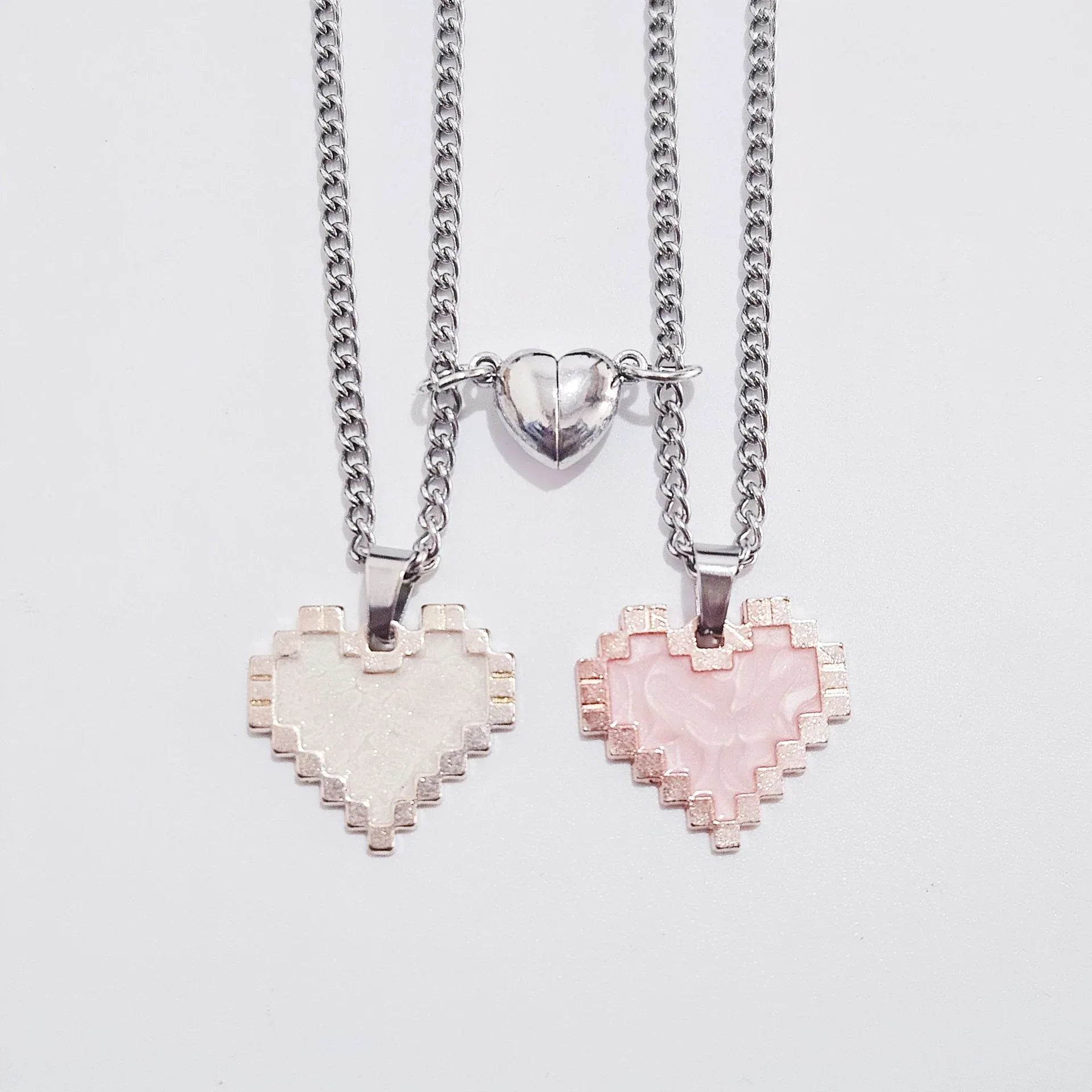 2pcs Magnetic Heart-shaped Mosaic Necklace Fashion Personality Couple Love Necklace For Valentine's Day - Dazzling Beauty Solution