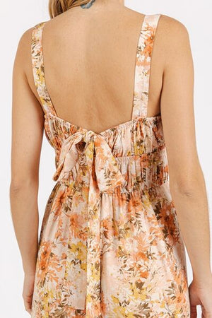 Mittoshop Flower Print Jumpsuit - Gathered Bust Sleeveless Style