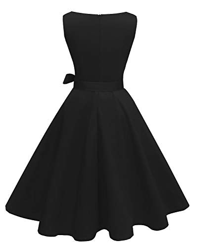 Women's Boatneck Sleeveless Swing Vintage 1950s Cocktail Dress
