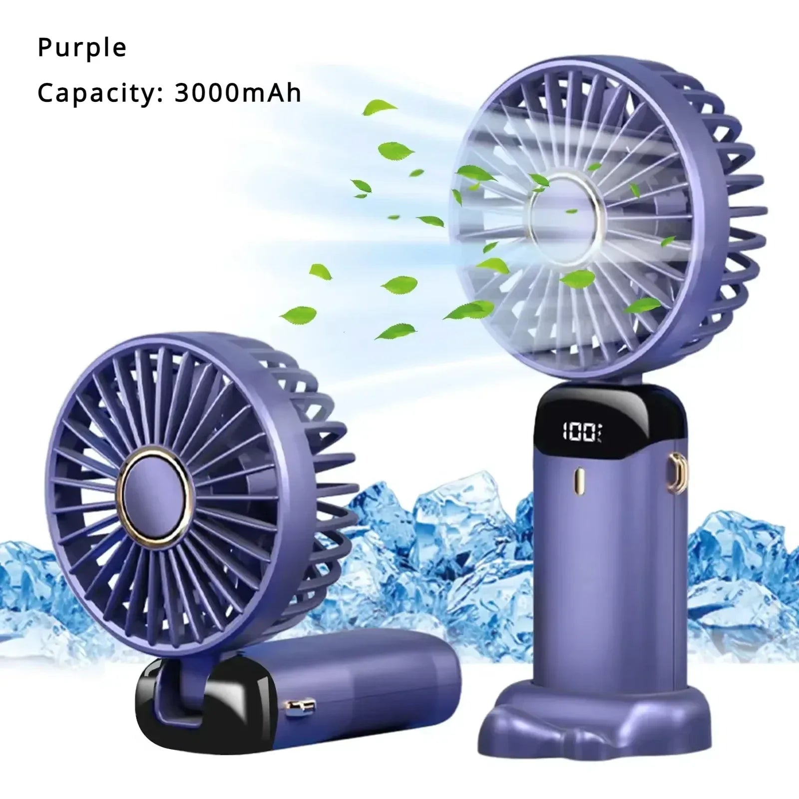5000Mah Portable Fan Rechargeable 90° Foldable 5 Speed Mini Air Conditioner Small Fan Air Cooler with LED Digital Display - Dazzling Beauty Solution