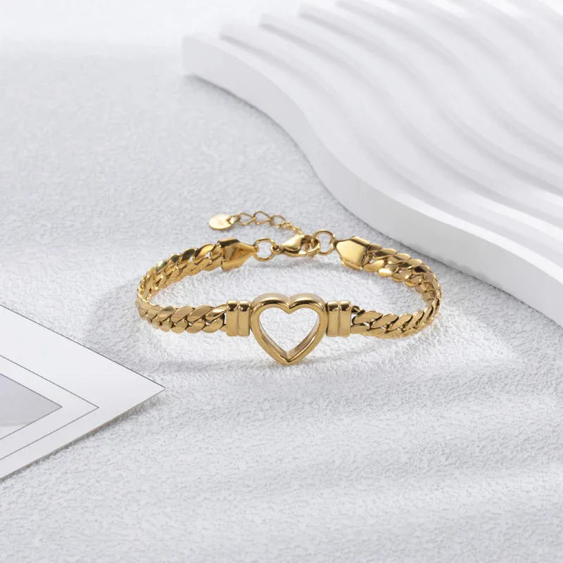 Fashion Simple Hollow Heart Titanium Steel Bracelet - Dazzling Beauty Solution