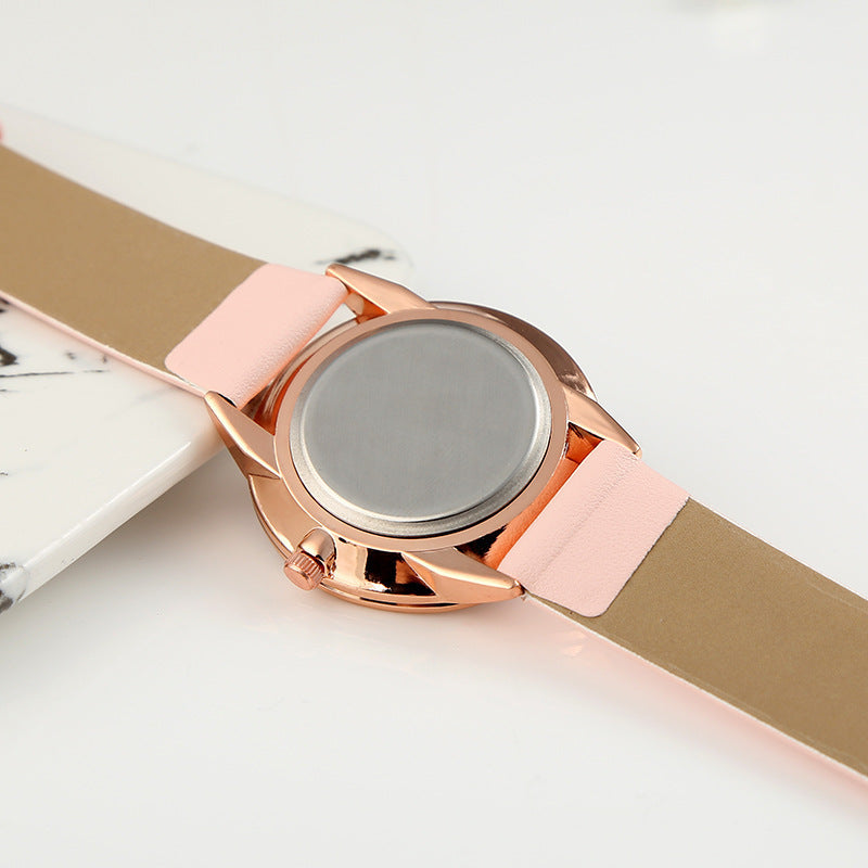 Elegant Women’s Quartz Watch – Minimalist Round Dial, Faux Leather Strap - Dazzling Beauty Solution