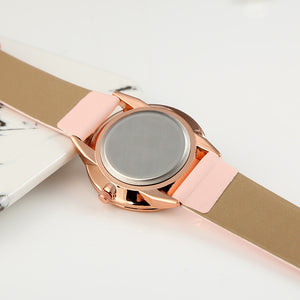 Elegant Women’s Quartz Watch – Minimalist Round Dial, Faux Leather Strap - Dazzling Beauty Solution