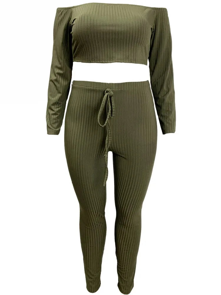 Plus Size Women’s 2-Piece Set – Long Sleeve Top & Pants - Dazzling Beauty Solution