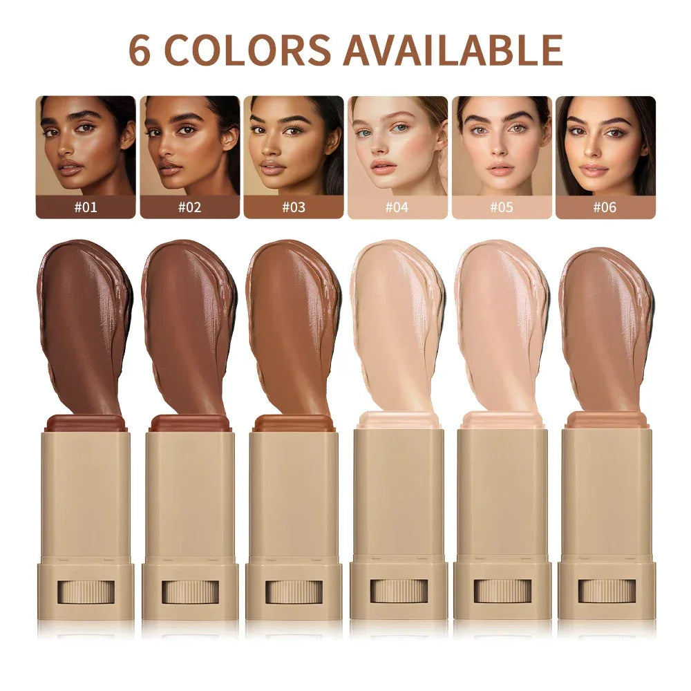 Vegan Serum-Infused Foundation Stick – Hydrating Skin Tint Balm, Anti-Aging, Sensitive-Skin Friendly (6 Shades) - Dazzling Beauty Solution