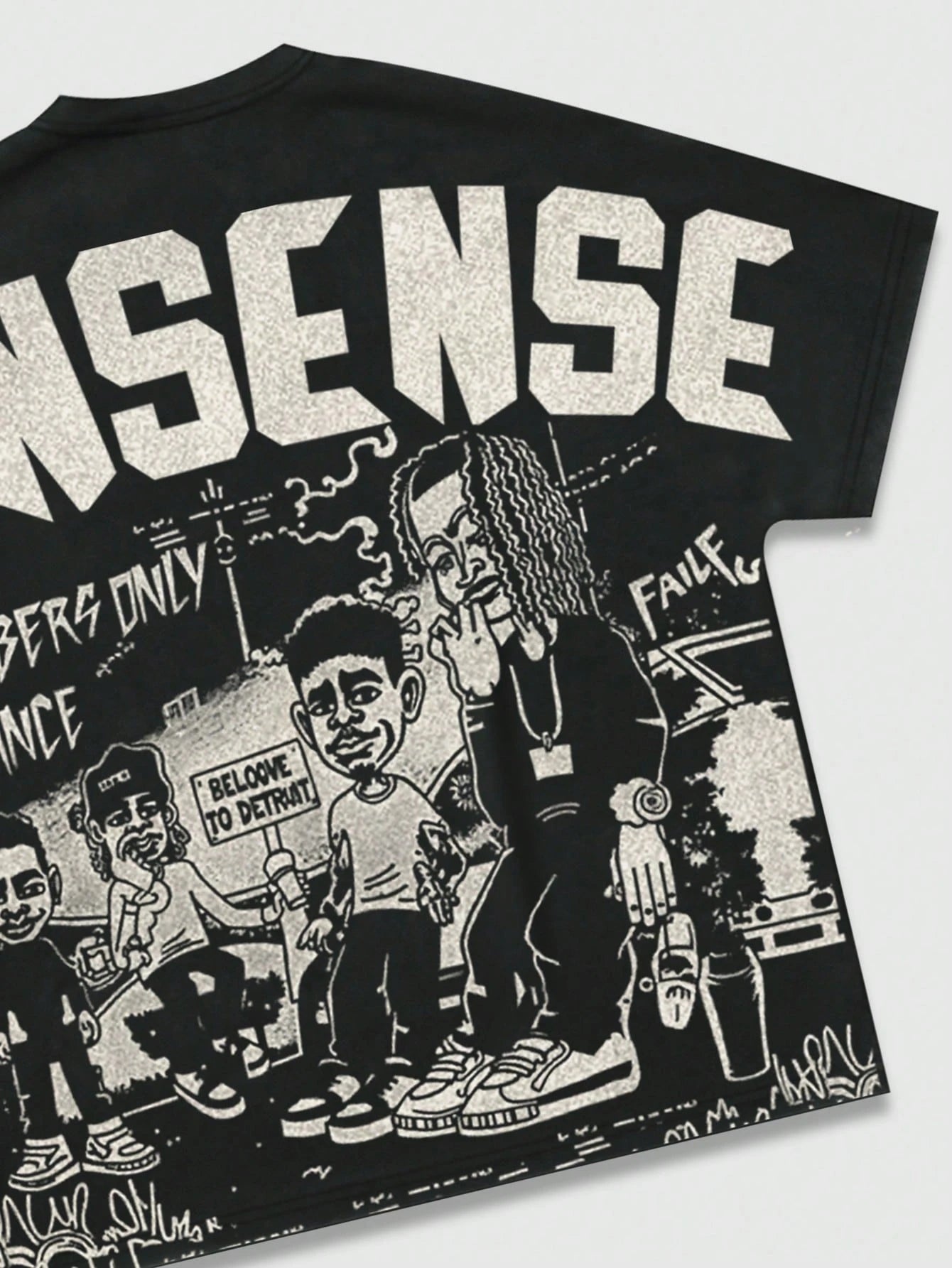 ROMWE MEN Street Life 1Pc Men'S Street Figure Batwing Short Sleeve Crew Neck Casual T-Shirt