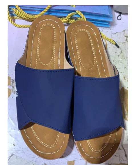 Summer Wedge Slides Slippers Fashion Fish Mouth Thick Bottom Roman Shoes Solid Color Beach Sandals For Women - Dazzling Beauty Solution