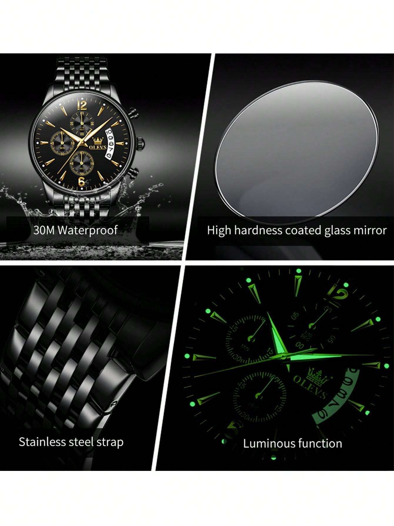 OLEVS. OLEVS Mens Watch Analog Quartz Movement Business Stainless Steel Waterproof Luminous Chronograph Day Date Luxury Dress Business Big Face Rome Number Diamond Dial Male Wrist Watches 2867