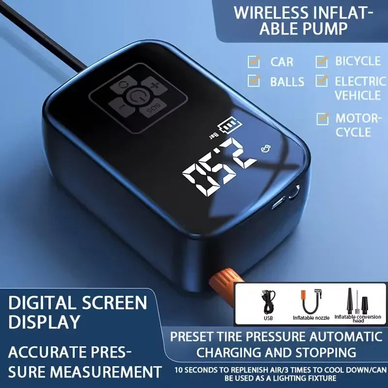 Wireless Tire Inflator – 150PSI, 5 Modes, LED & Auto Stop - Dazzling Beauty Solution